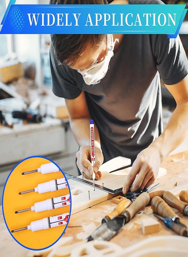 Buildcon 4 Pack Deep Hole Marker Pen, Tracer Marker Pen, Carpenter Pencil, Long Nib Marker for Wood, Metal, Concrete, Professional Construction Tools, Industrial Use, DIY Projects - Image 5